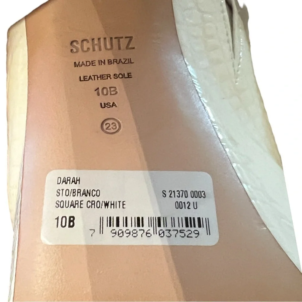▶️ SCHUTZ ◀️ Darah White Croc Platform Slides Sandals